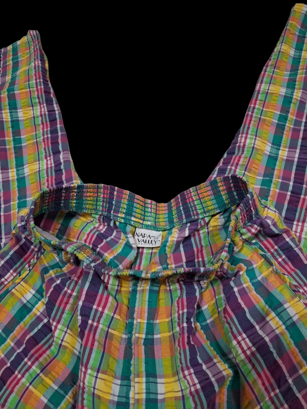Napa Valley Colorful Plaid Comfort Waist Pull-On Cotton Pants Woman Size Medium - Picture 9 of 16